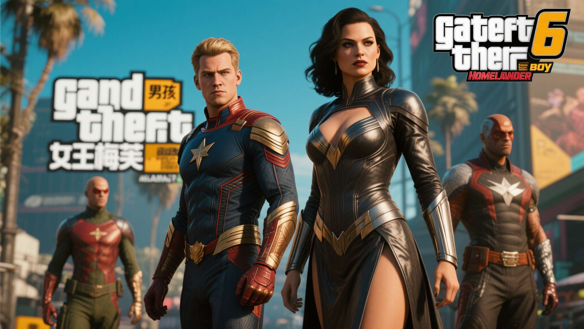 《黑袍》星光现身《GTA6》街头!写实画风全网走红 创作者将"男孩"(Homelander)、"女王梅芙"等标志性角色,以《GTA6